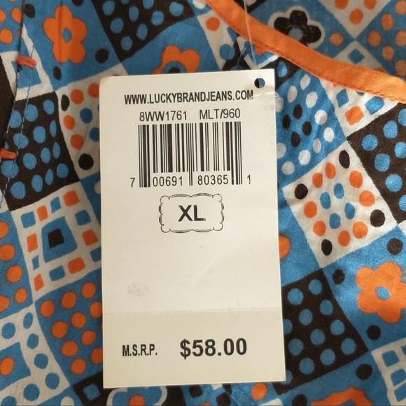 NWOT Lucky Brand Blue Orange Cotton Tank Top XL - Picture 8 of 11
